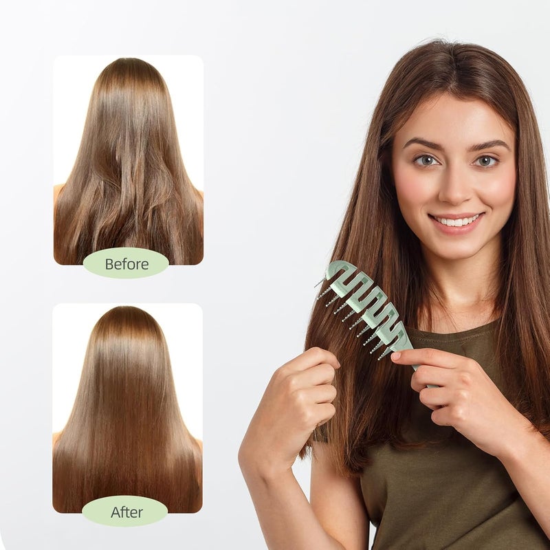 ecoed Detangler Hairbrush, Soft Bristle Detangling Brush for Straight, Wavy, Curly and Fine Hair, Dry and Wet, Quick Smoothing for Women and Men, Eco-Friendly & Sustainable Material (Green) - Image 5